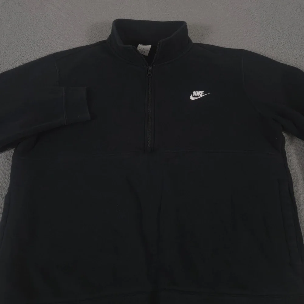Nike Sweatshirt Men XL Black Sportswear Club 1/2 Zip Fleece Pullover Logo Pocket